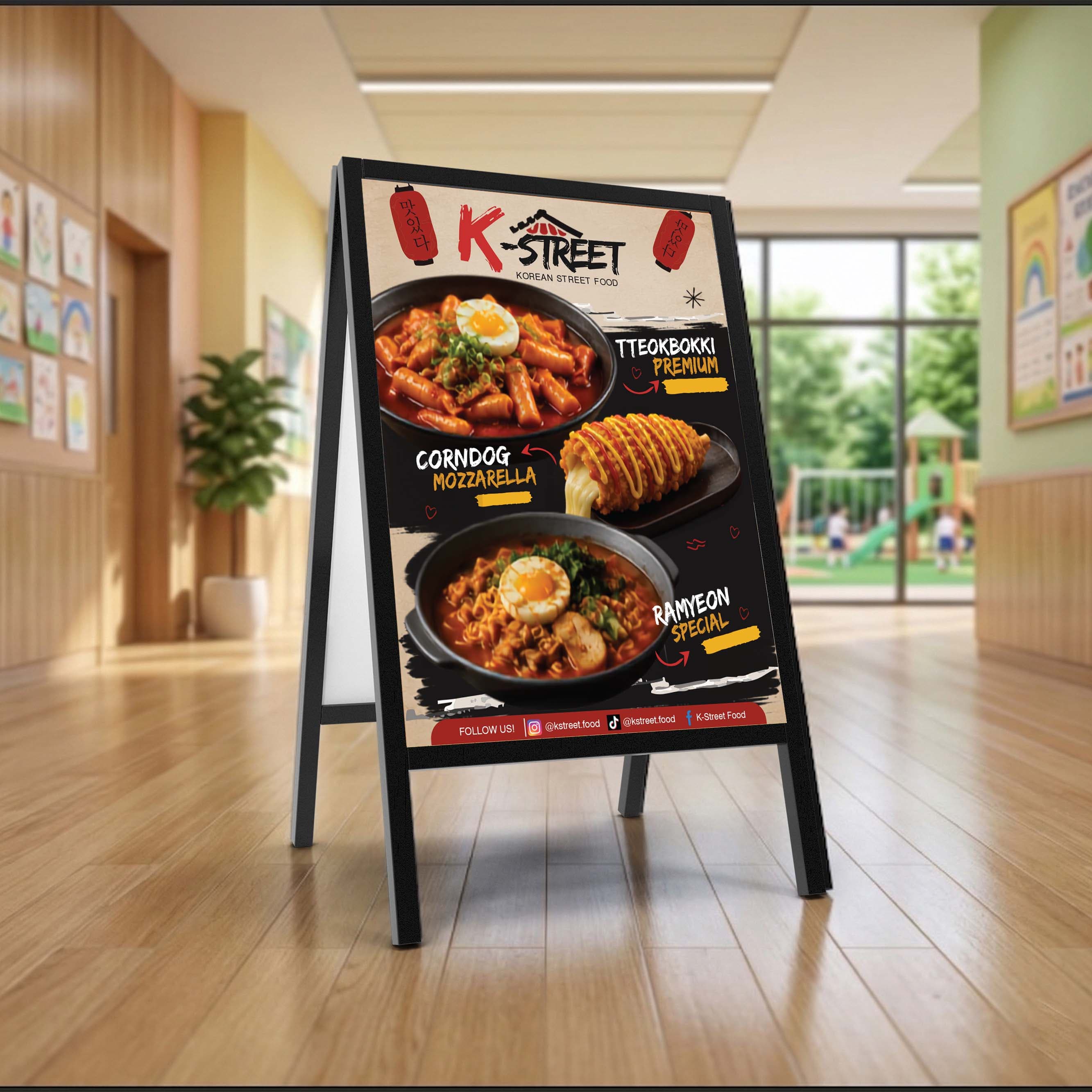 A-sign Triangle Banner Korean Street Food 3 Menu