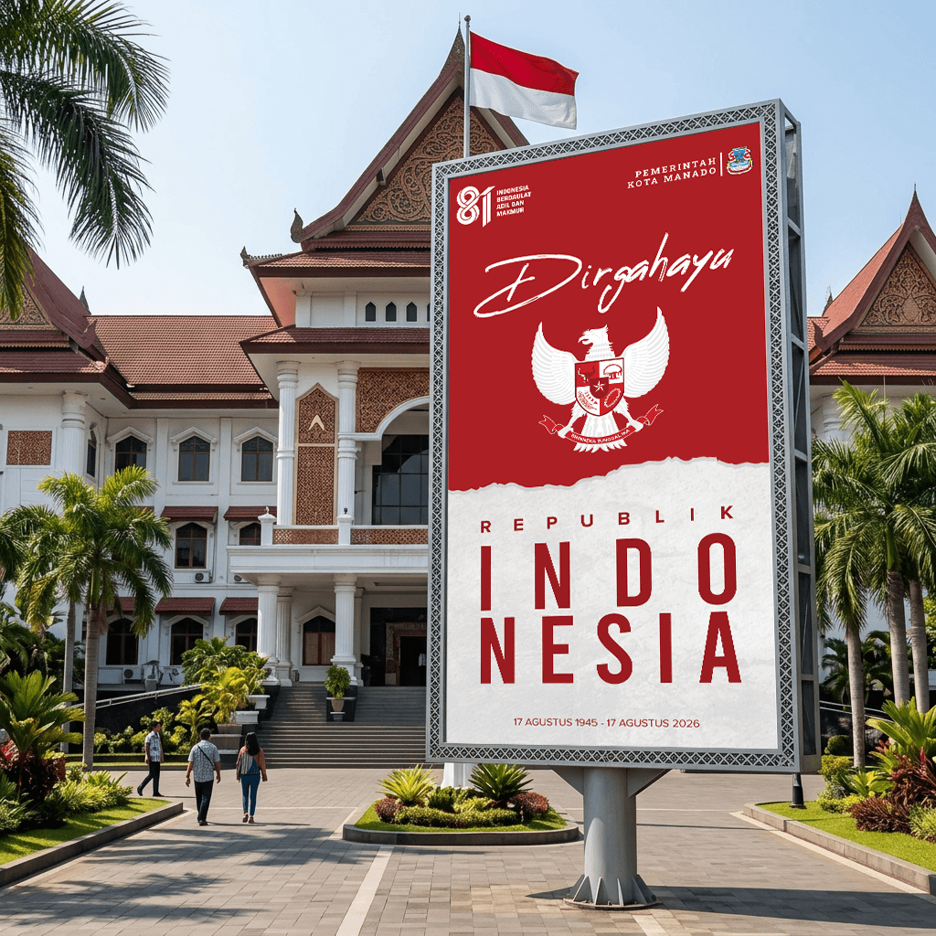 Baliho Hari Kemerdekaan Indonesia Spesial Pemkot Manado Merah Putih