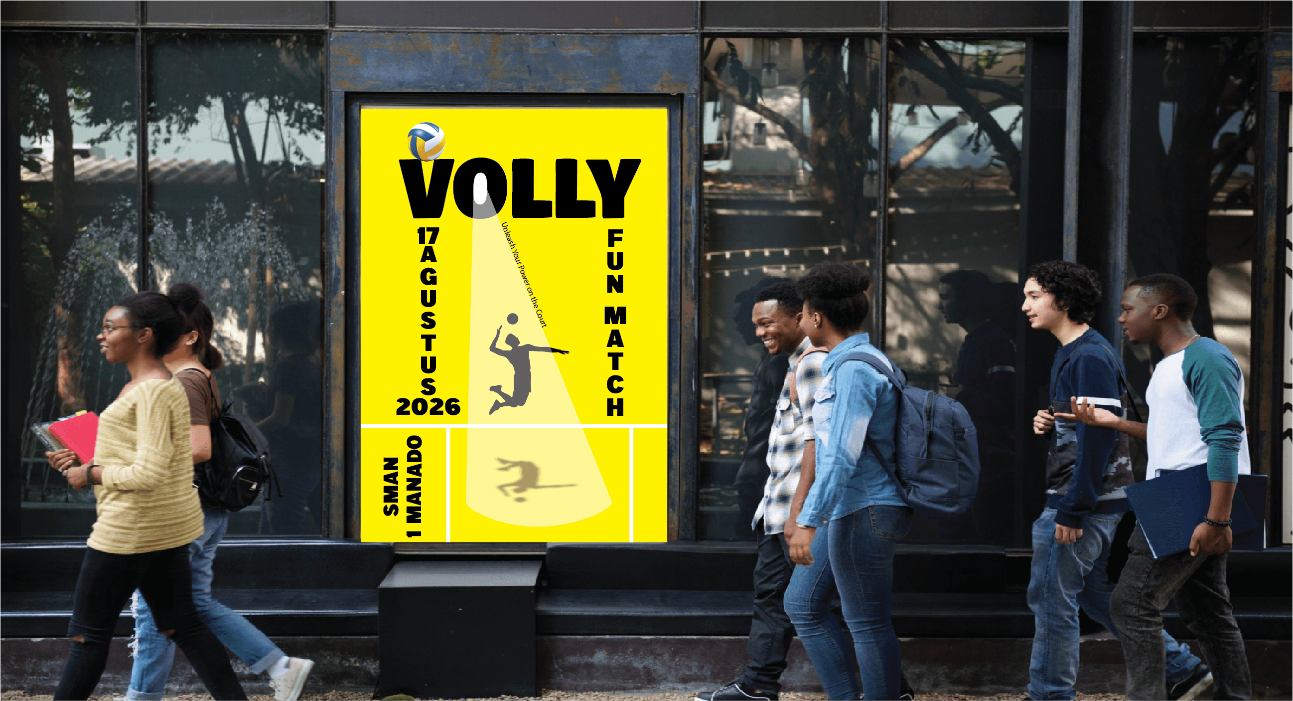 Poster Lomba Bola Volly Berlatar Dominan Kuning