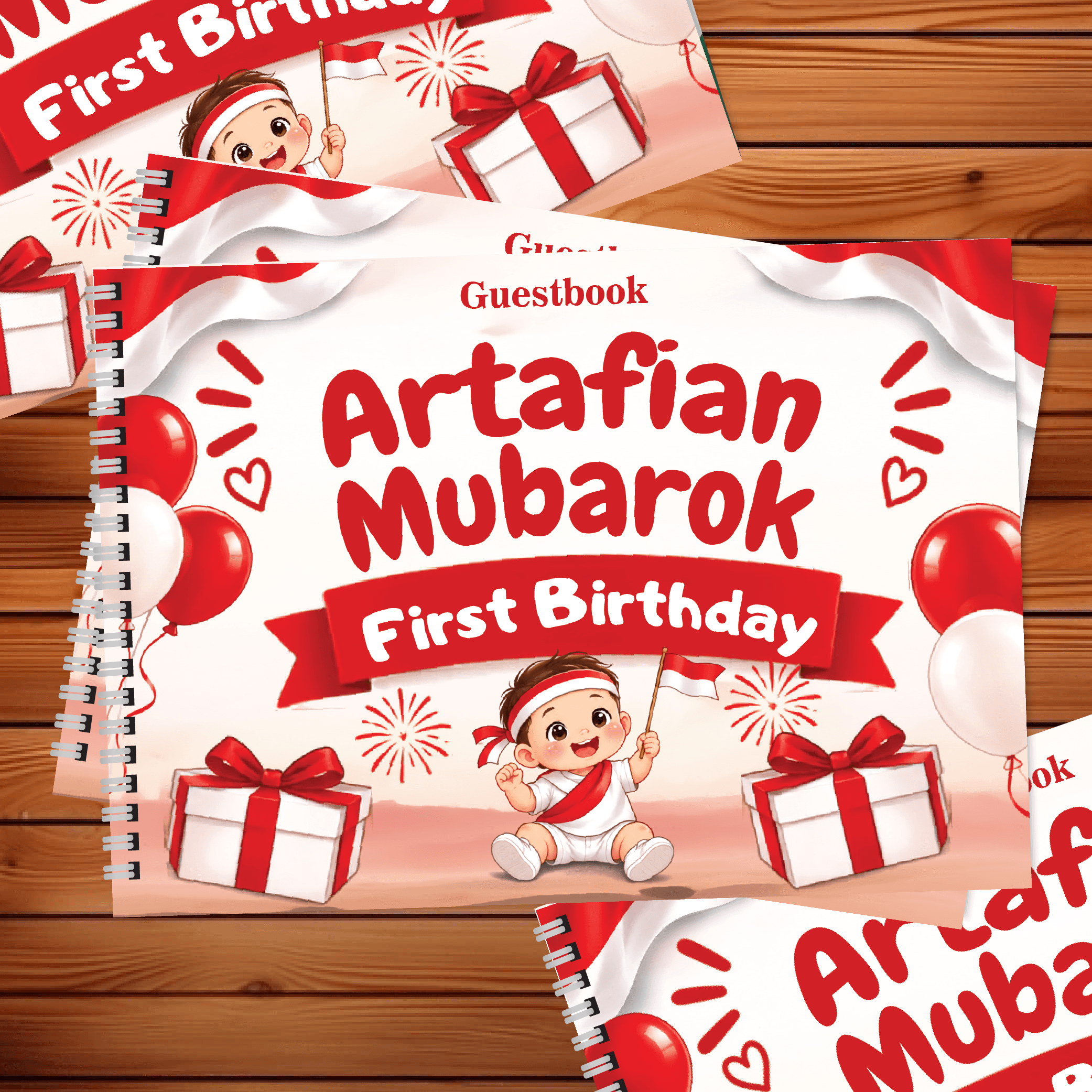Buku Tamu Ulang Tema Merah Putih Lucu