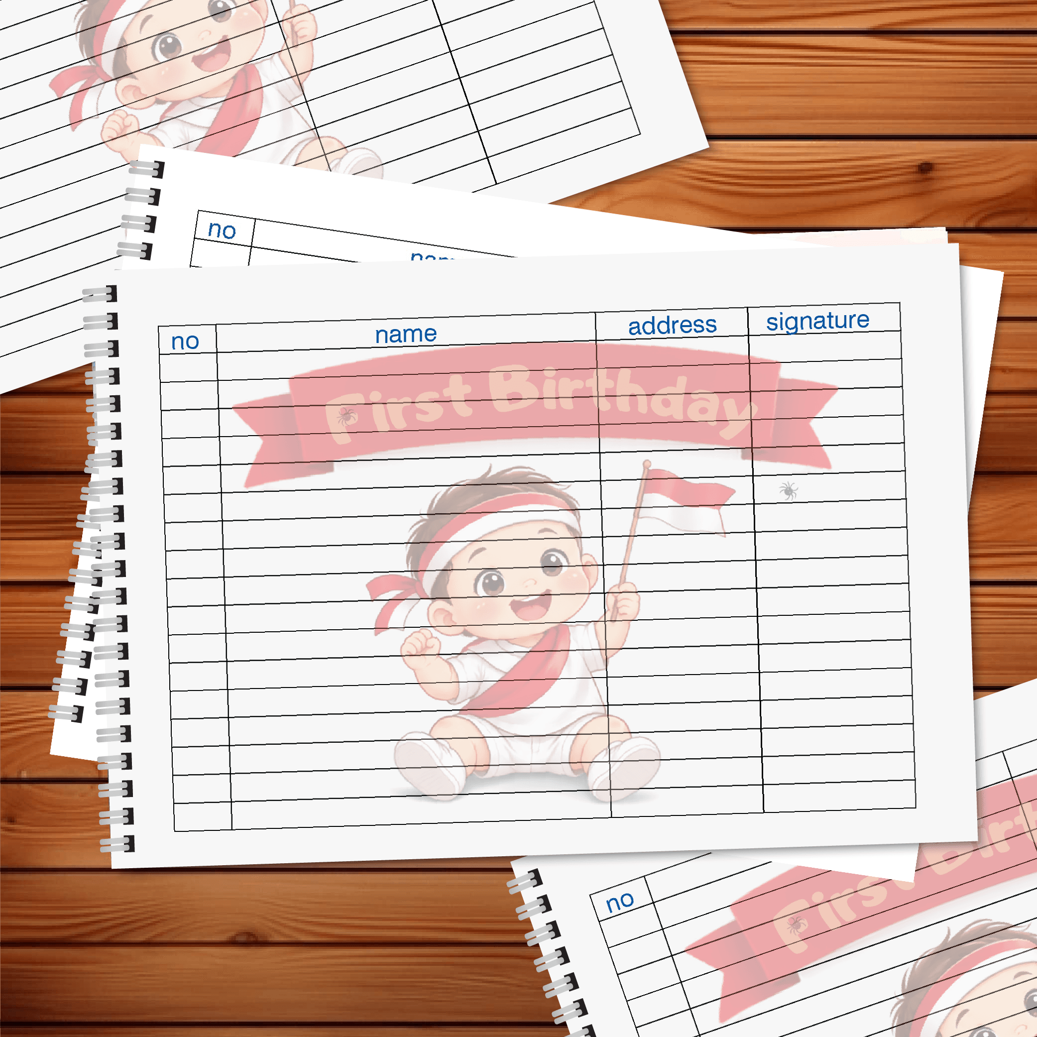 Buku Tamu Ulang Tema Merah Putih Lucu