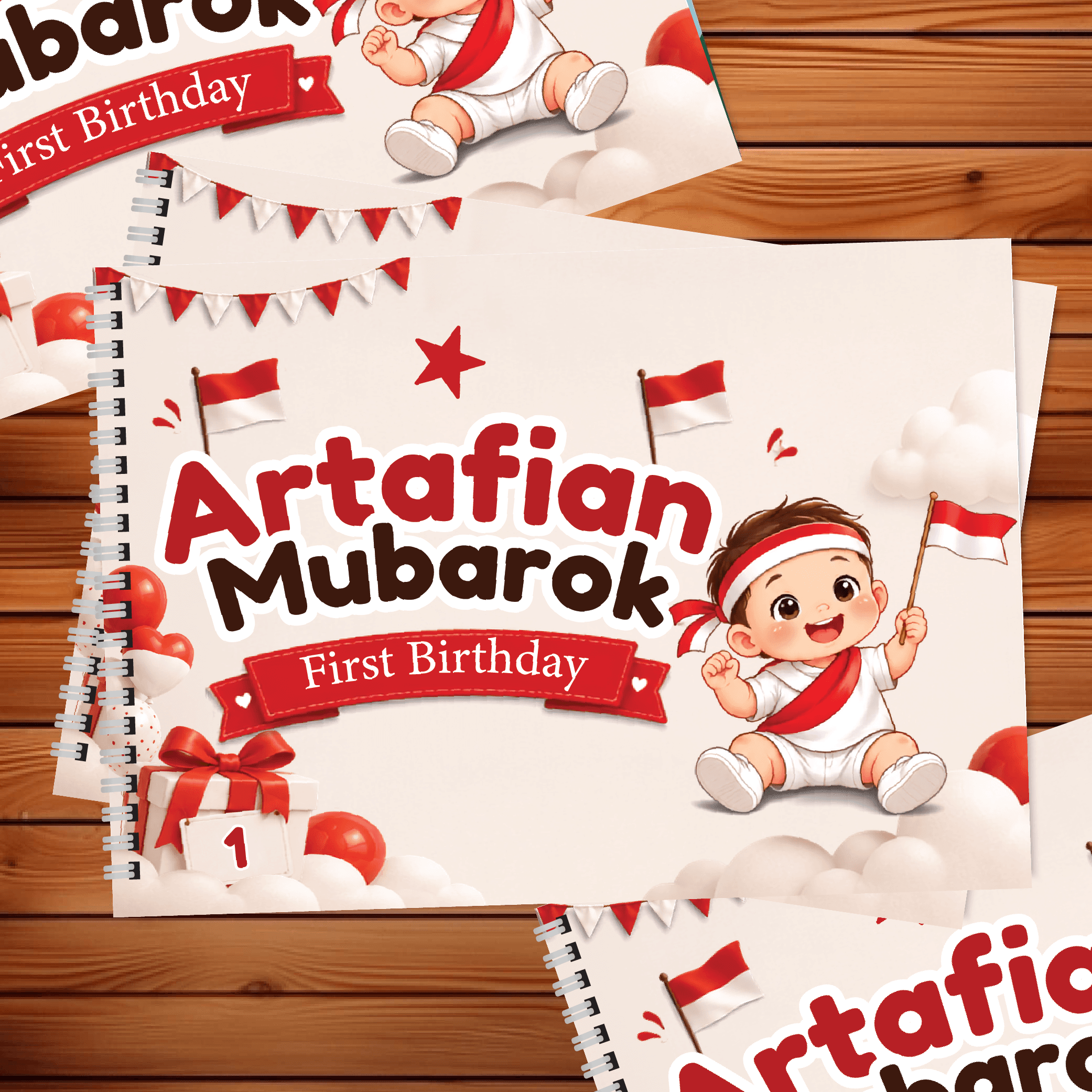 Buku Tamu Ulang Tema Merah Putih Teddy Bear