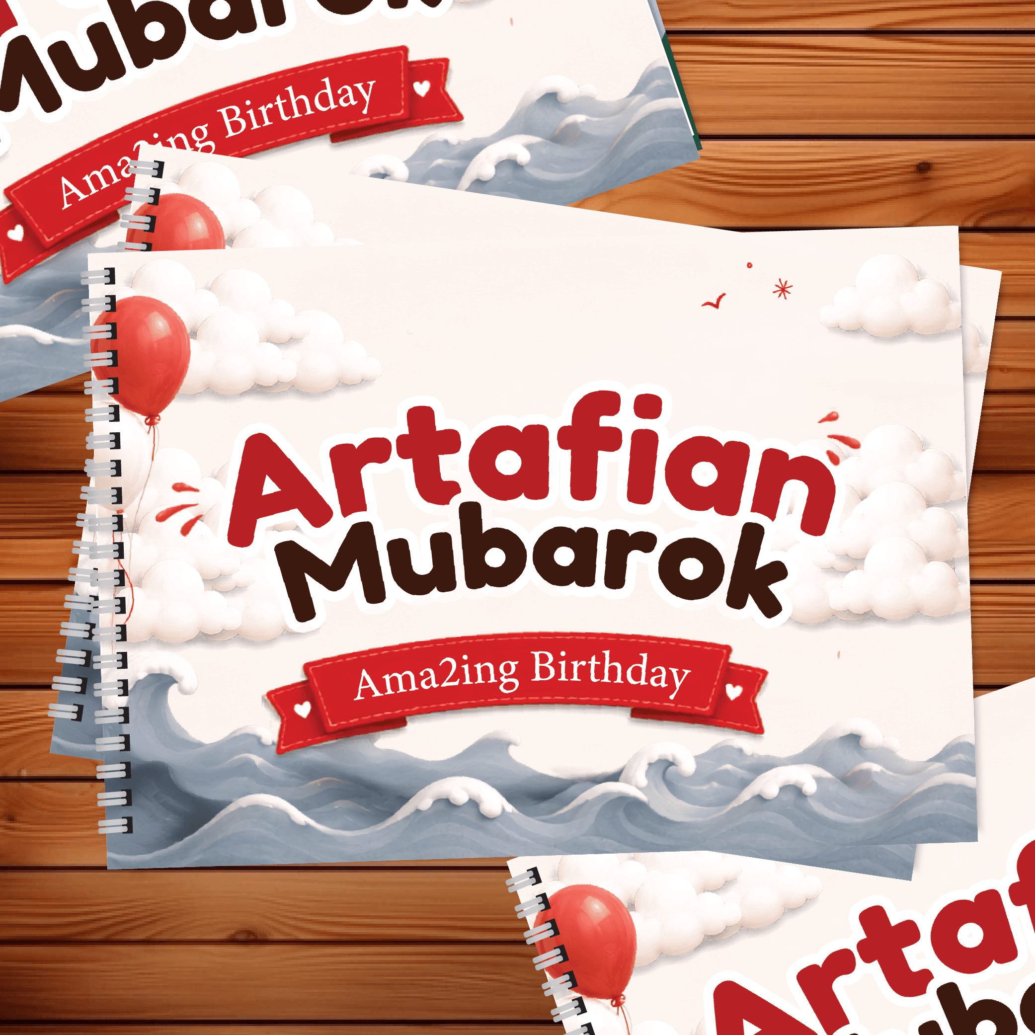 Buku Tamu Ulang Tema Ikan Paus Lucu Merah Putih