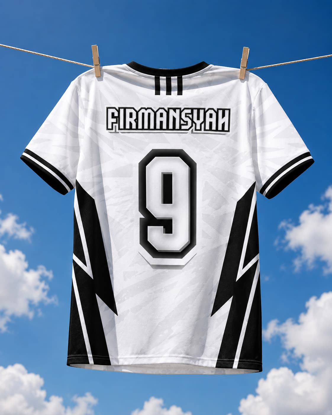 Jersey Sepak Bola Custom Monochrome – Desain Premium Hitam Putih untuk Tim, Klub & Turnamen