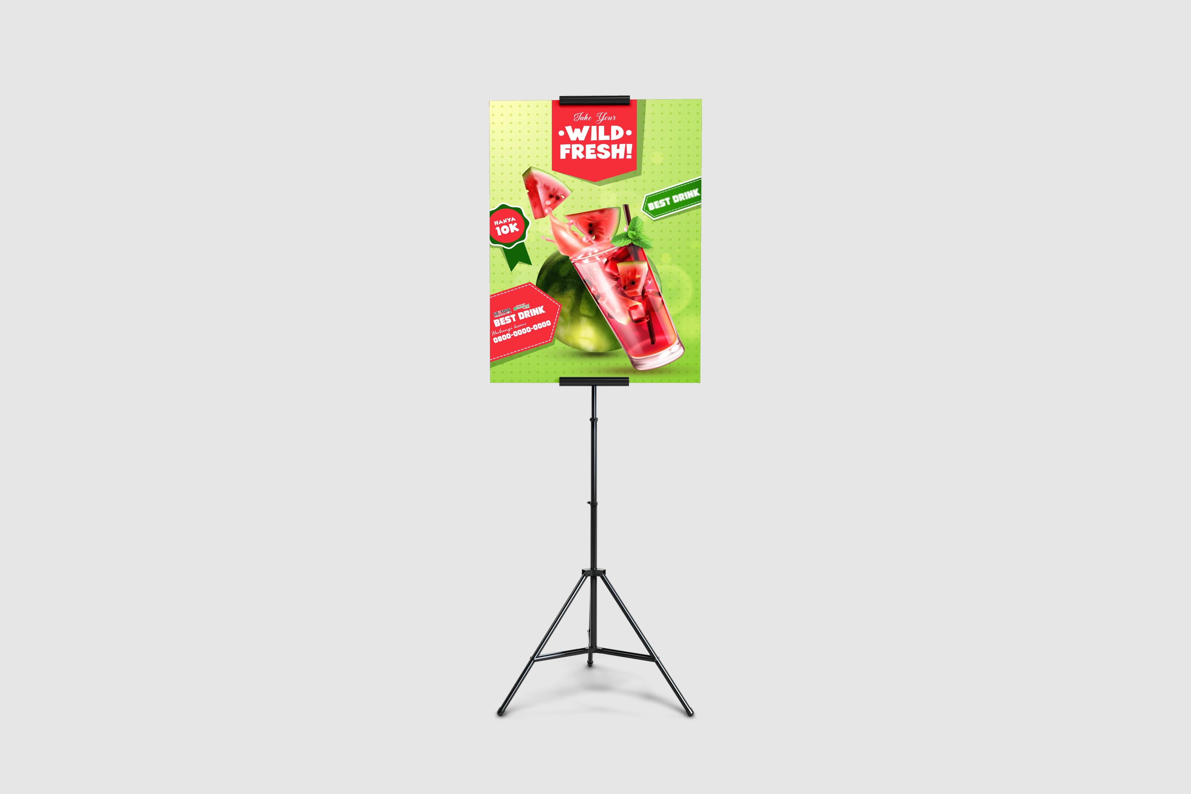 Tripod Banner Promosi Fresh Watermelon Drink Modern dan Colorful