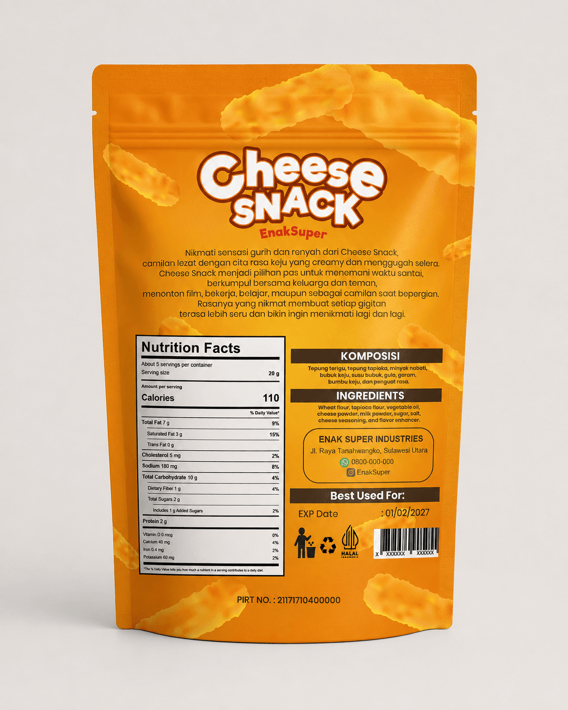 Kemasan Standing Pouch Cheese Snack Enak Super