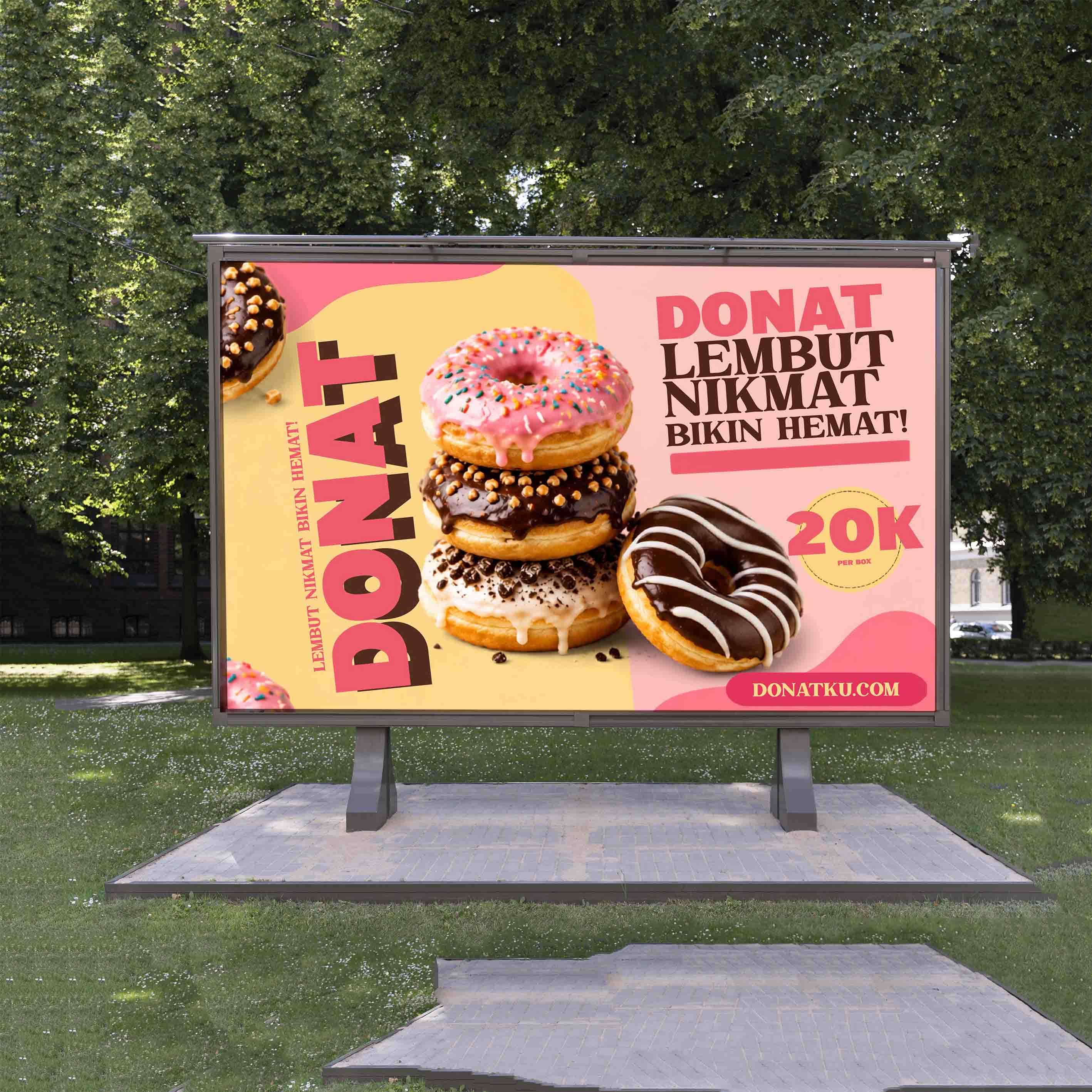 Baliho Donat Pink Kuning Creamy Lezat