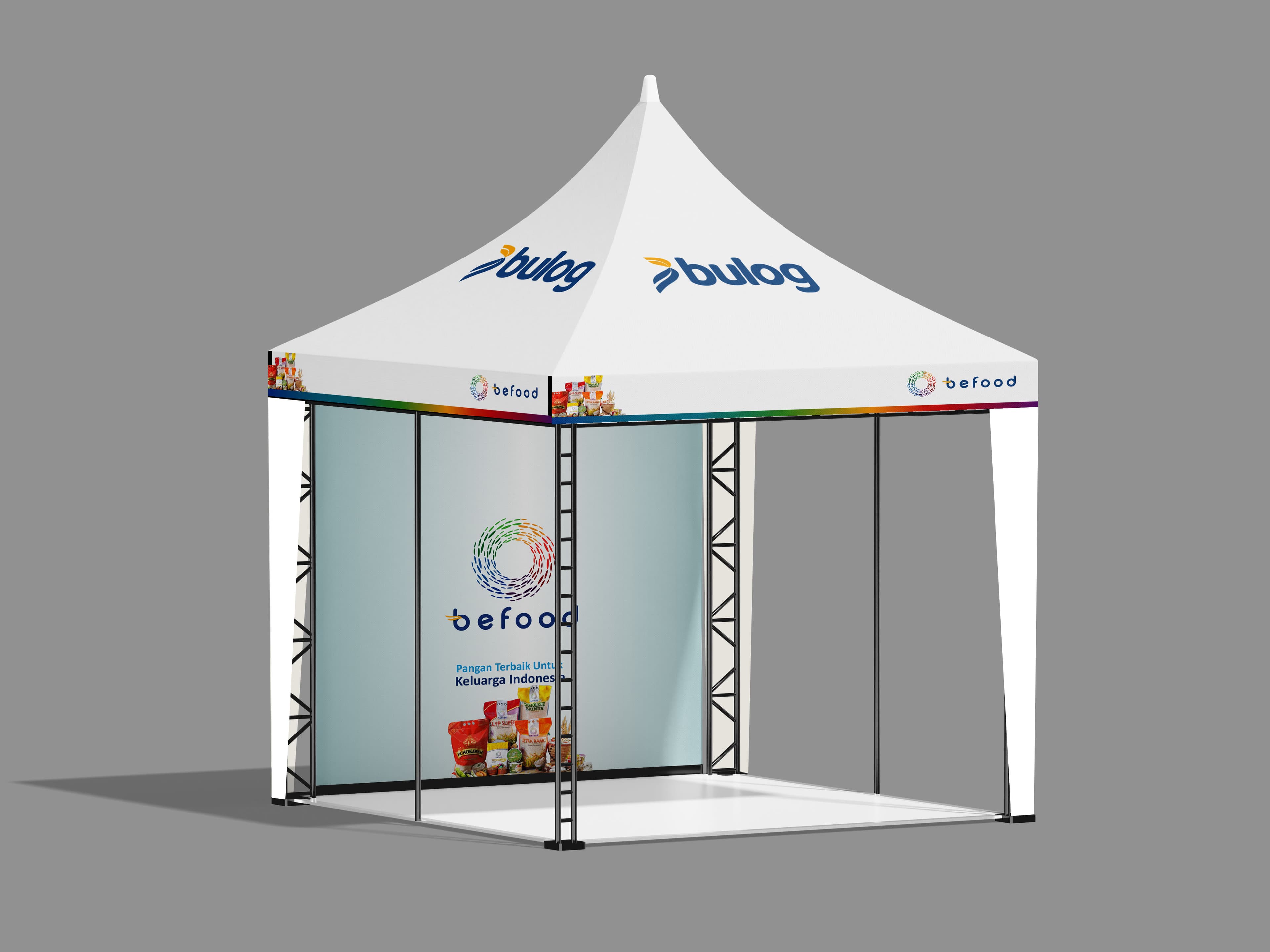 Tenda Kerucut Custom Backdrop Pakan Bulog