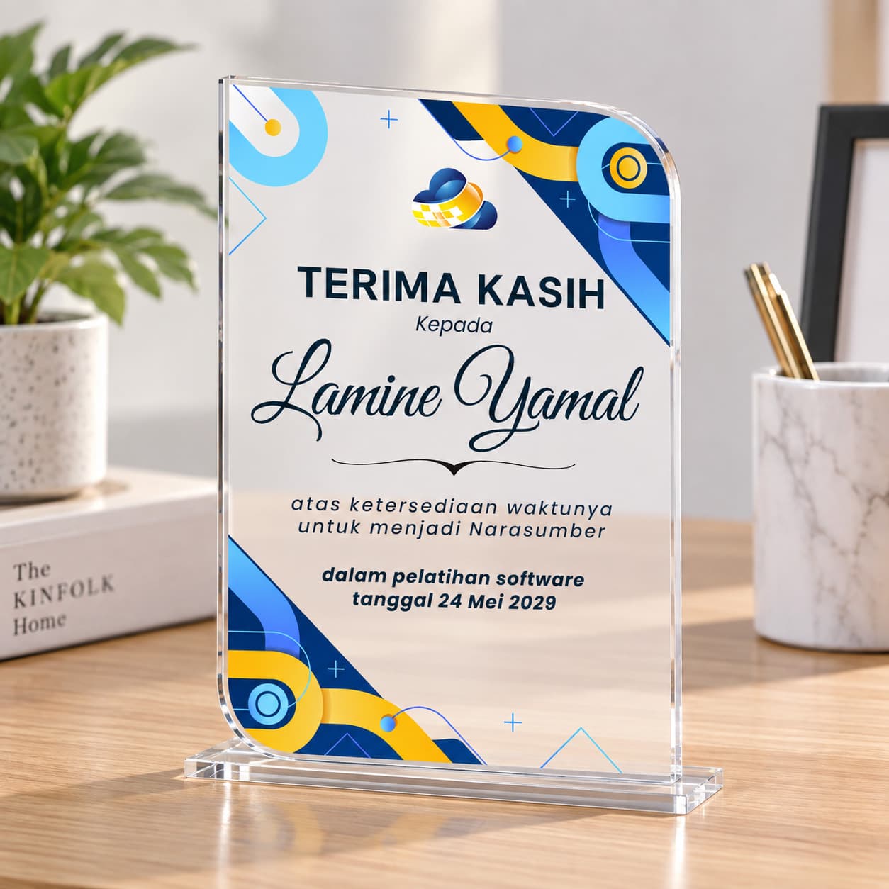 Plakat Akrilik Narasumber Custom – Penghargaan Seminar, Pelatihan & Workshop Profesional