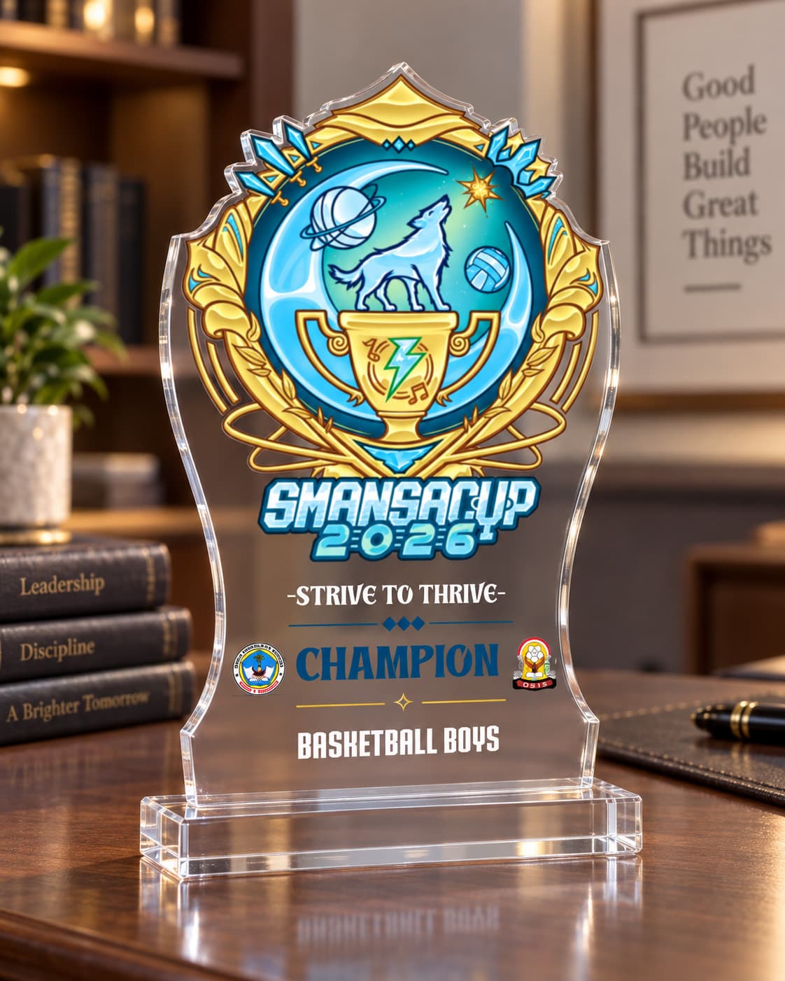 Plakat Akrilik Custom Juara Championship Basketball Boys – Trophy Award Elegan