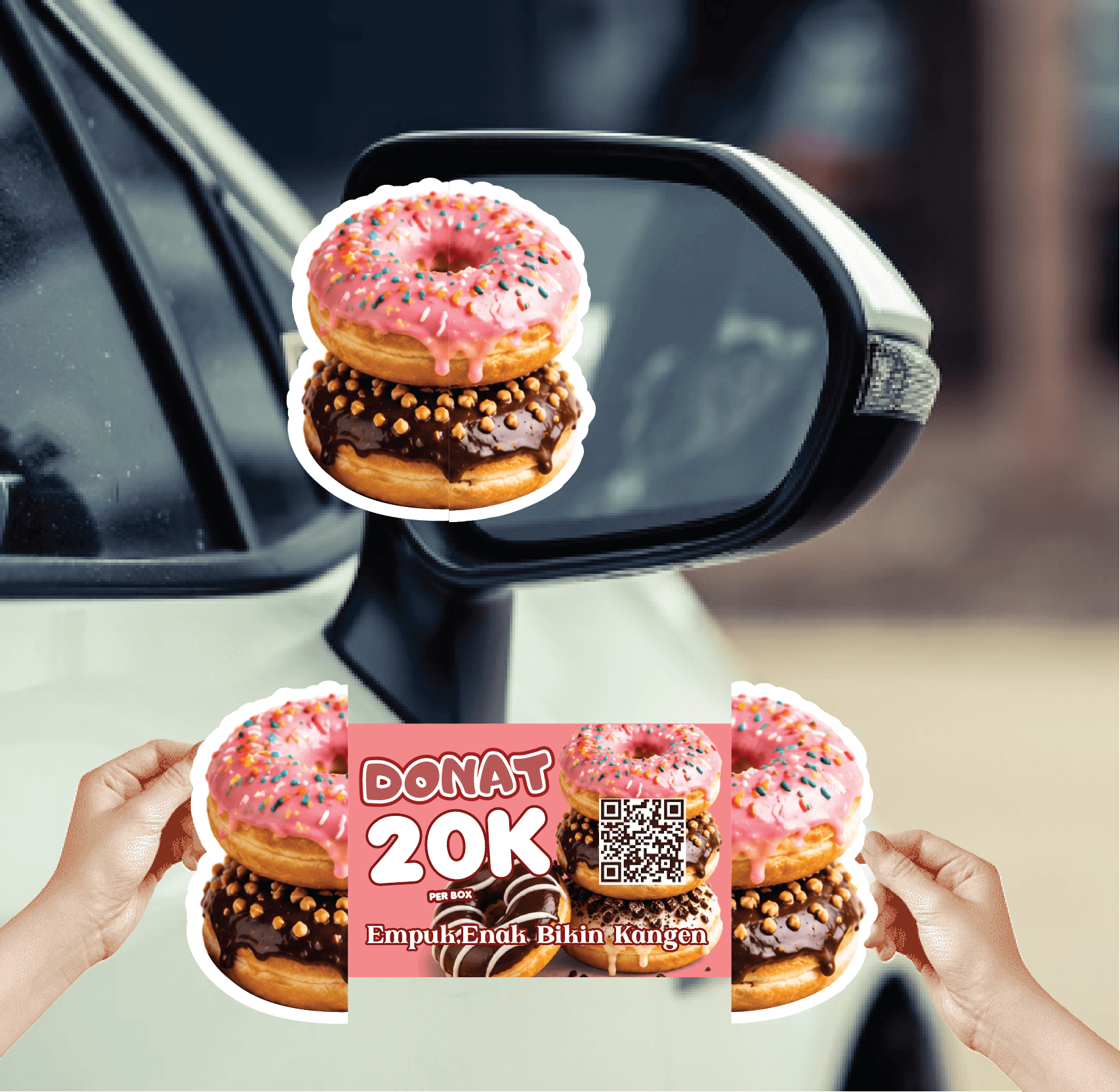 Brosur Lipat Unik Promo Origami Donat Crunchy Pink Keren