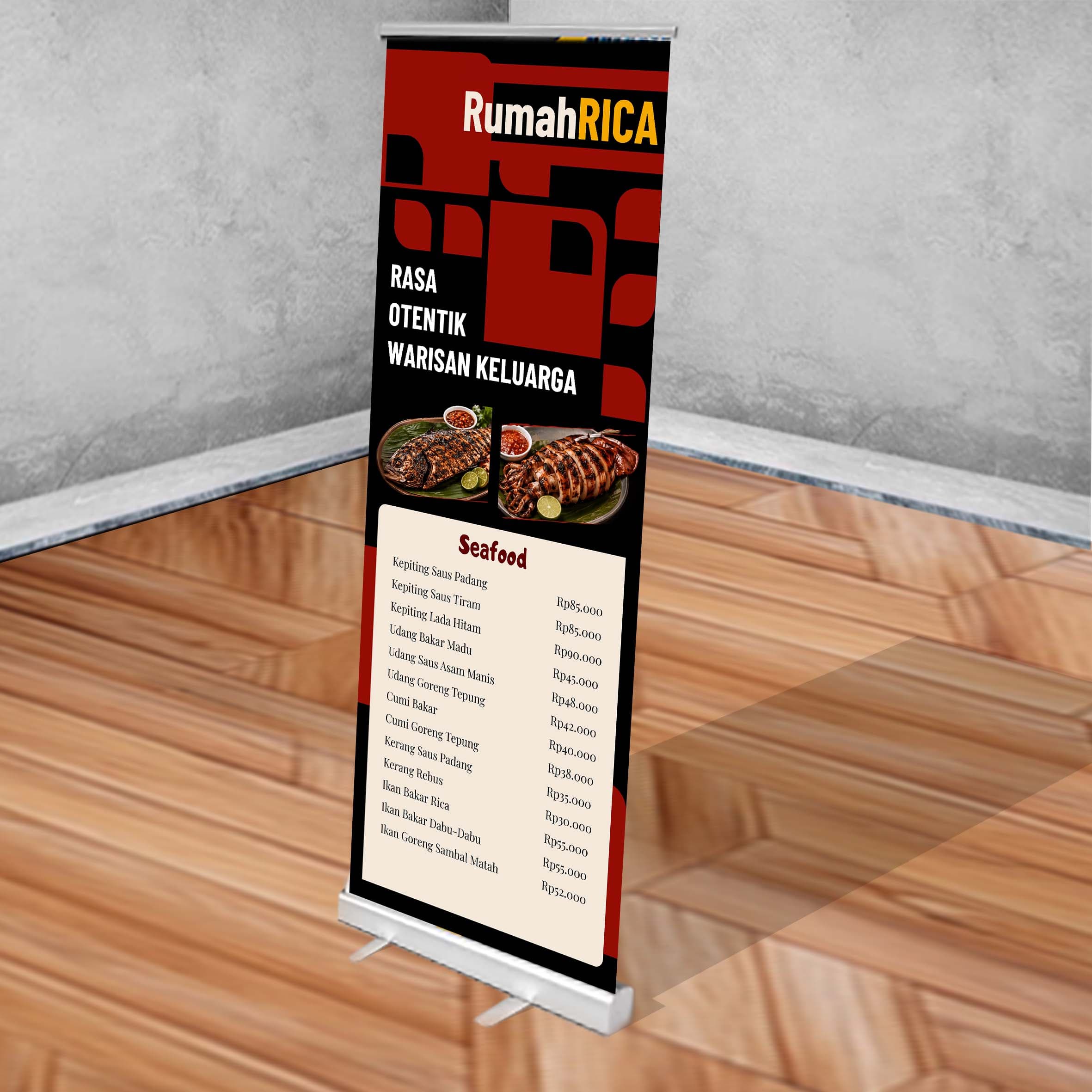 Roll up Banner UMKM Merah Hitam Keren