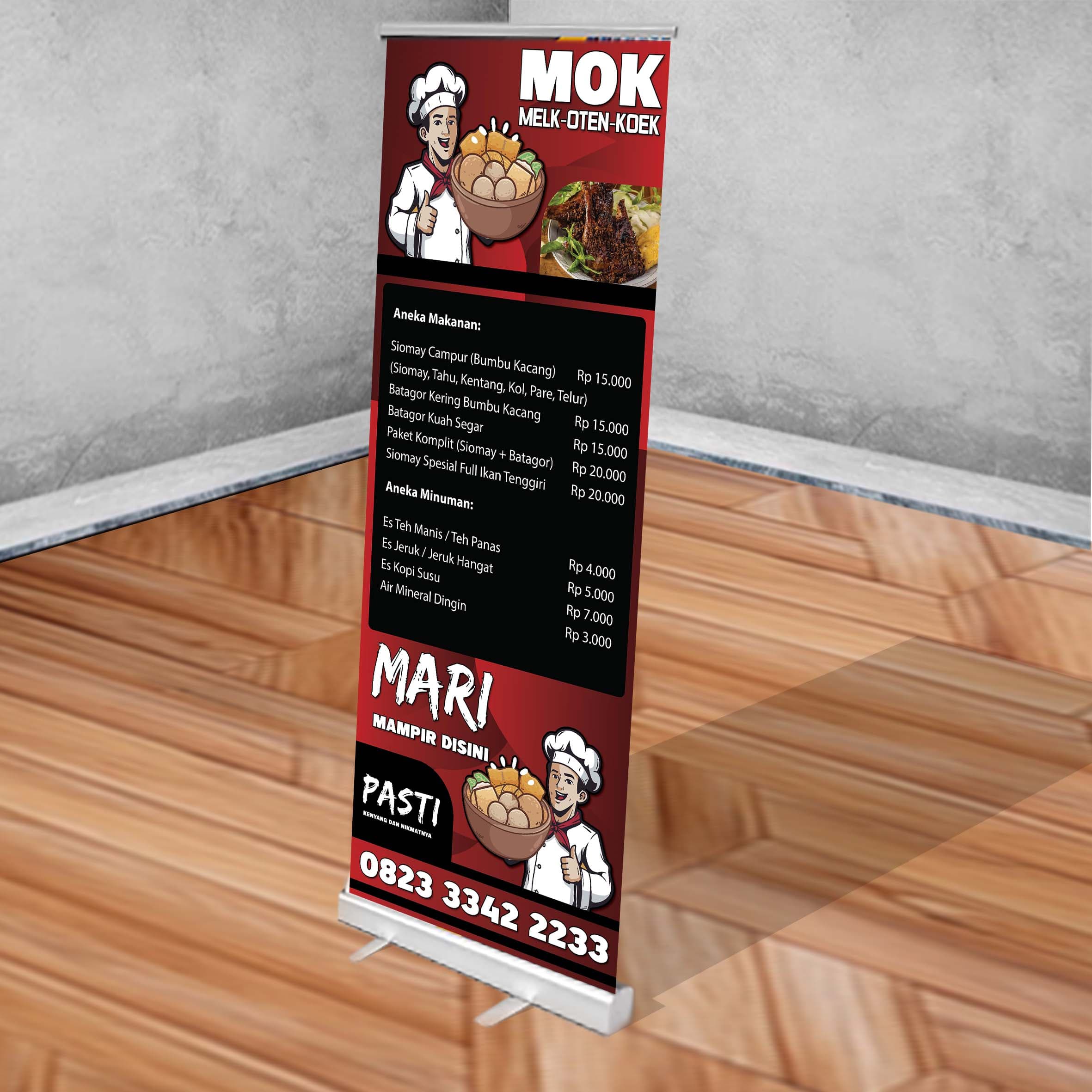 Roll up Banner UMKM Merah Hitam Hangat