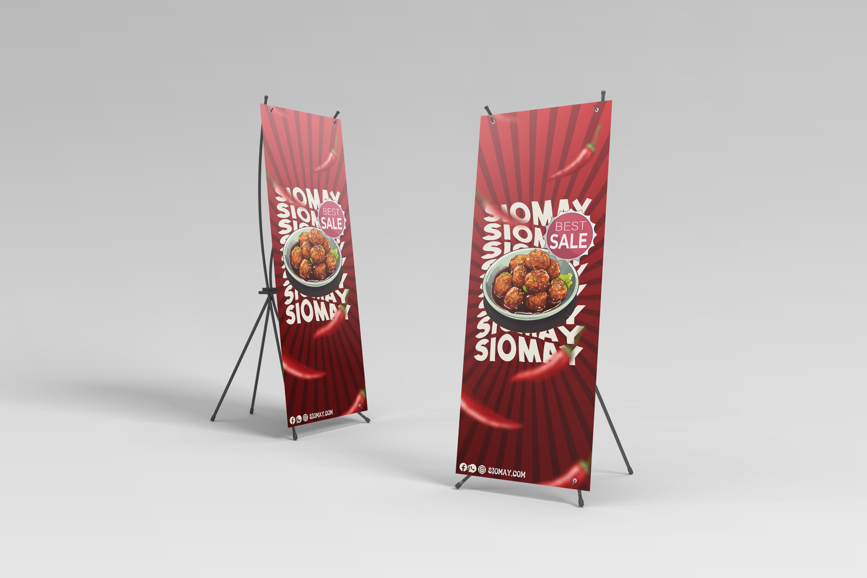 Desain Poster Kuliner Makanan Pedas Siomay Dimsum Stand Banner