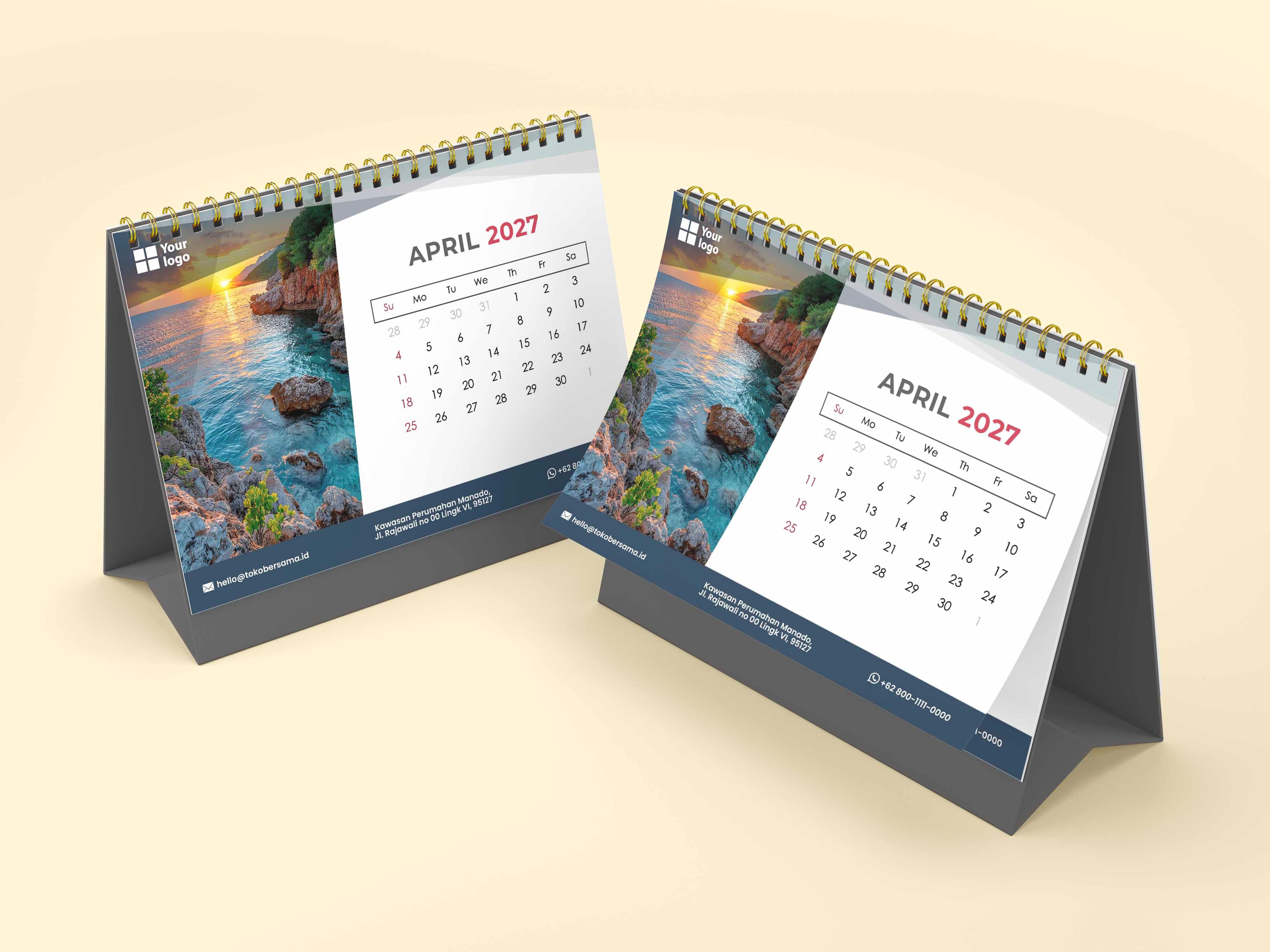 Kalender Meja Spiral Custom Landscape Elegan - Back