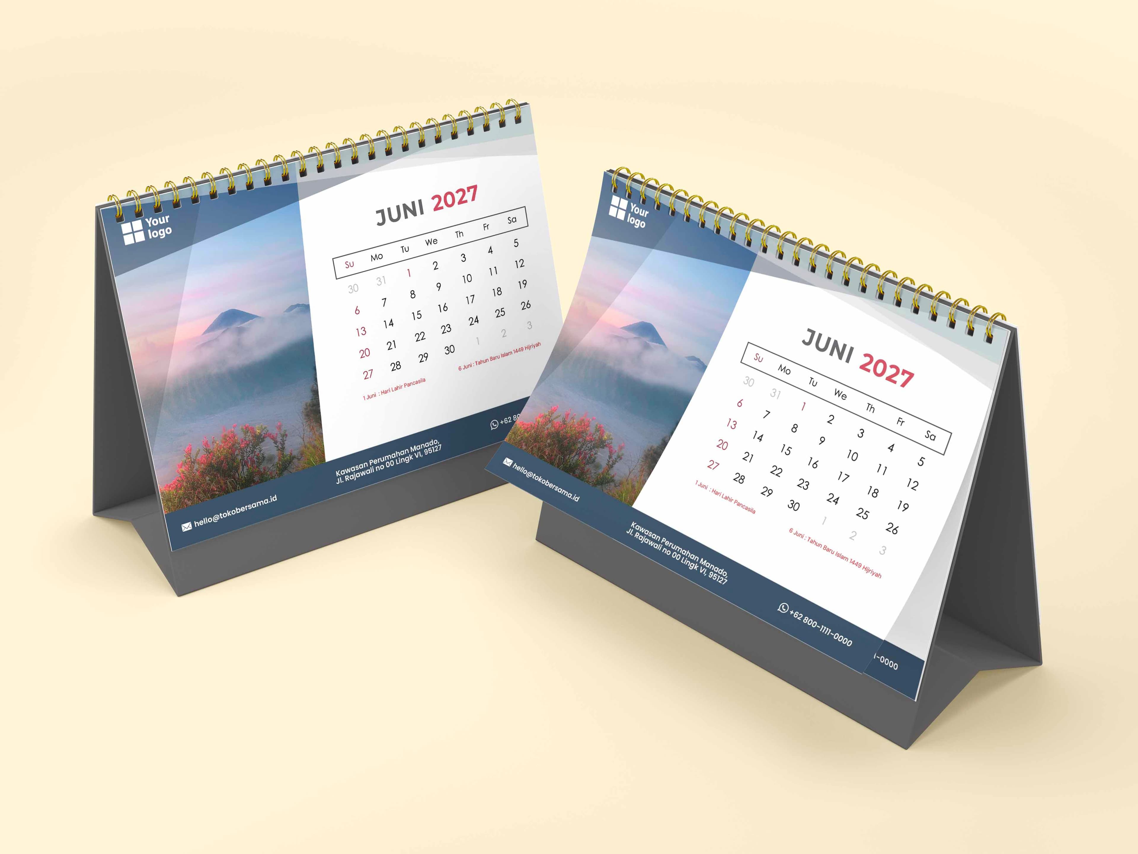 Kalender Meja Spiral Custom Landscape Elegan - Back