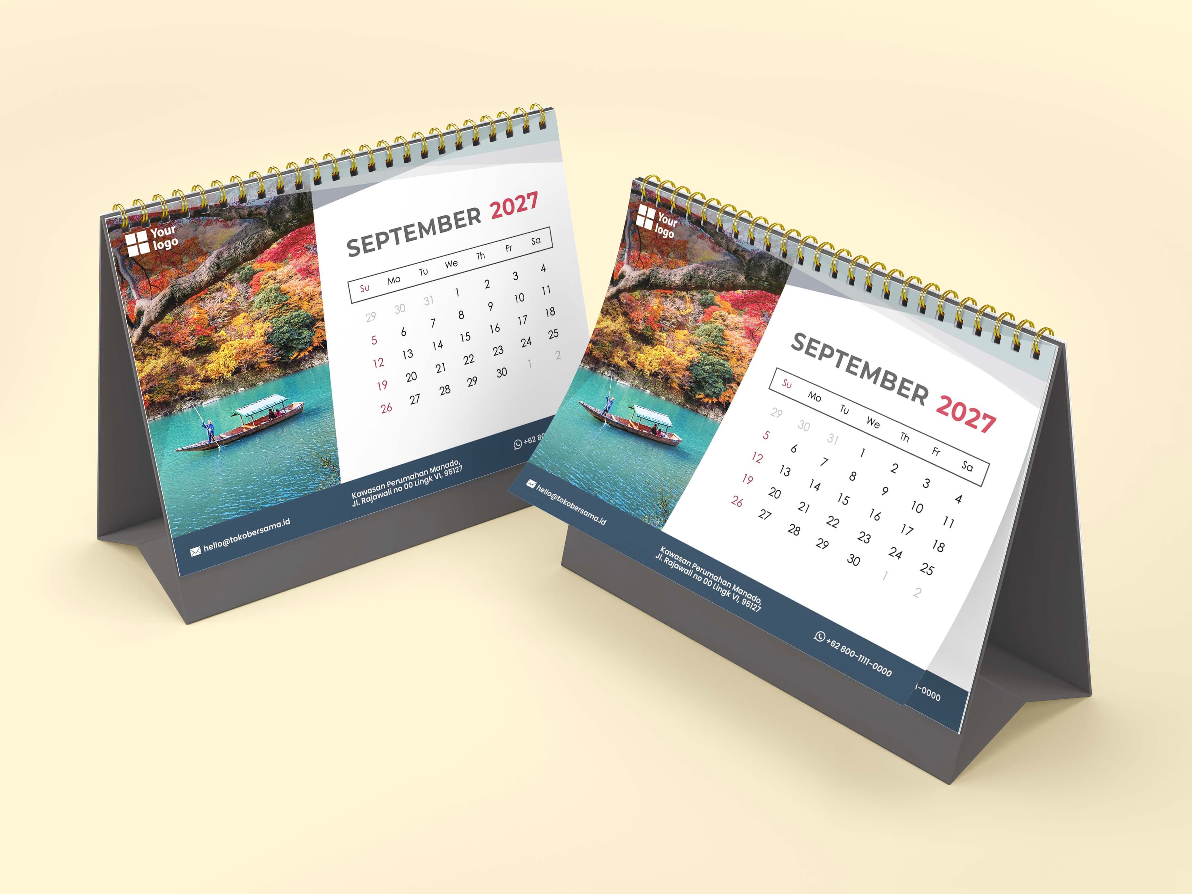 Kalender Meja Spiral Custom Landscape Elegan