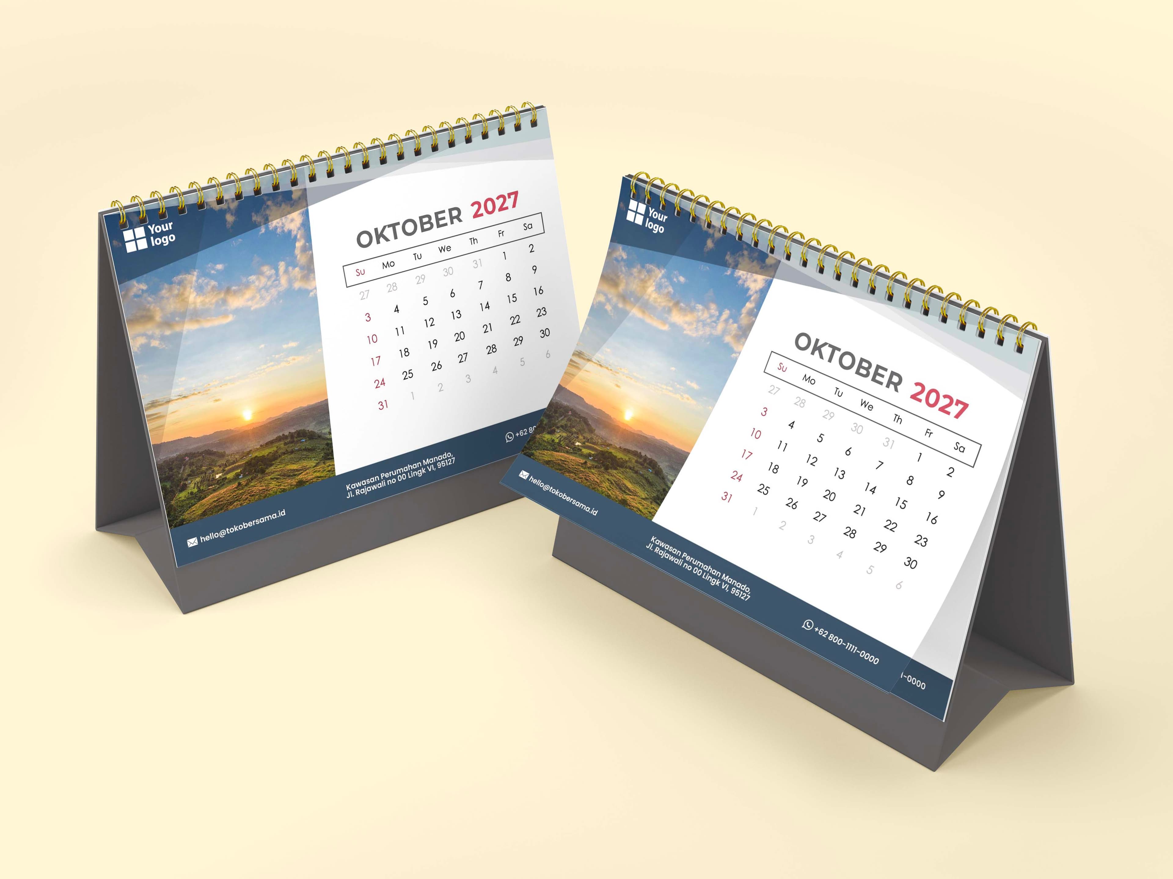 Kalender Meja Spiral Custom Landscape Elegan - Back