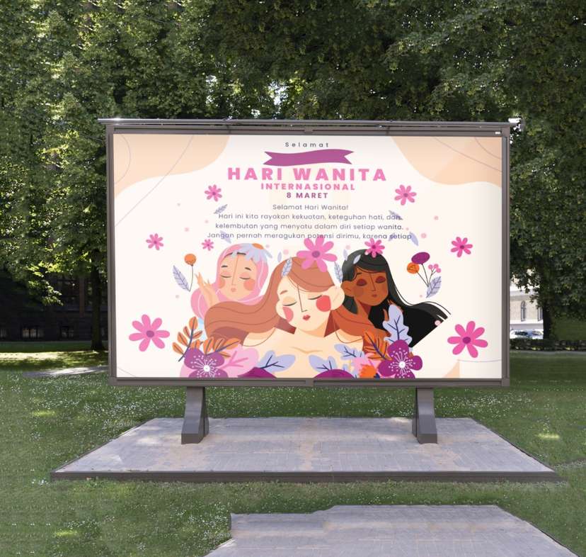 baliho hari wanita soft warna cream bunga dan kelembutan  wanita - Image 1