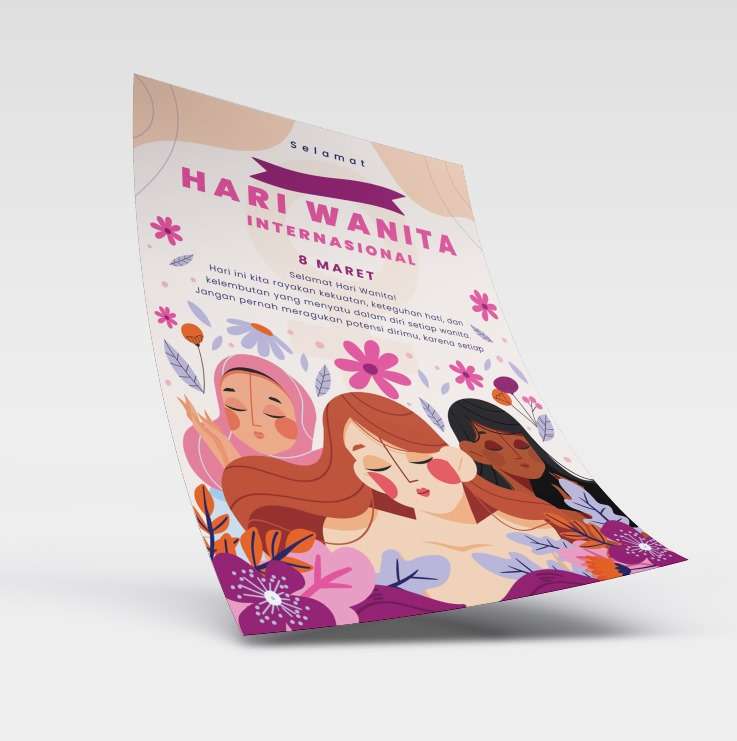 flyer hari wanita warna cream kelembutan wanita - Image 1