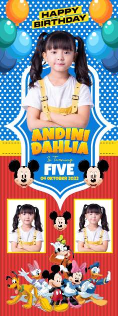 Standing Banner Hari Ulang Tahun Anak Mickey Mouse - Image 1