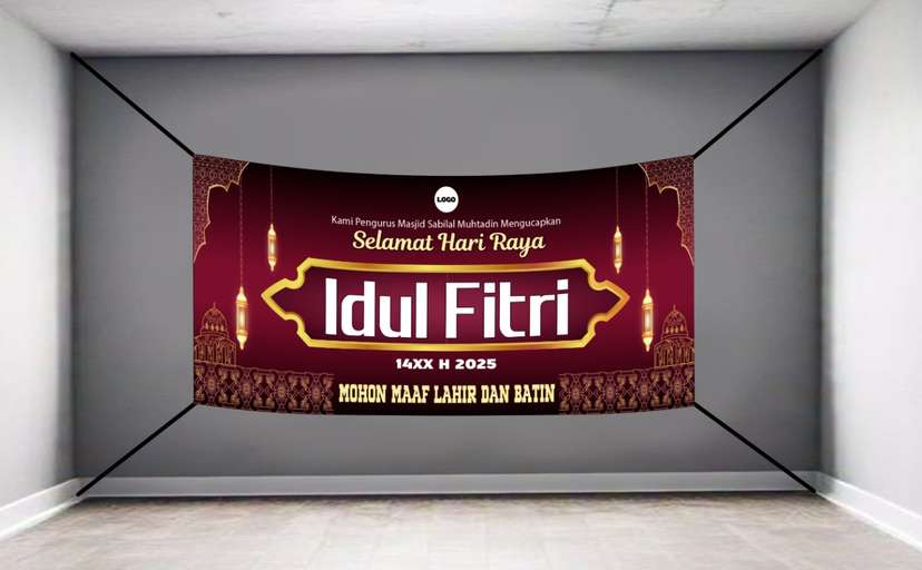 Idul Fitri Merah Gold Ornamen Islami - Image 1