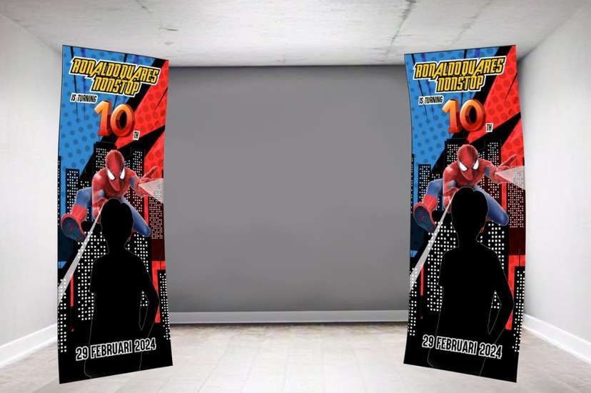 banner hut anak spiderman merah biru hitam - Image 1