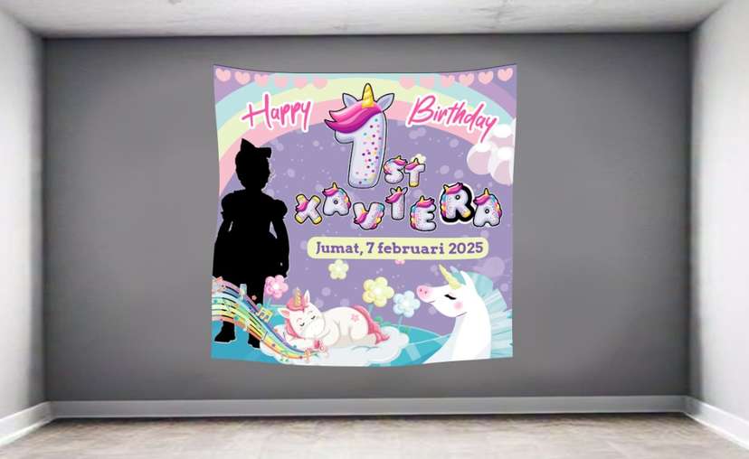 Baliho Hut Unicorn Ungu pink pelangi - Image 1