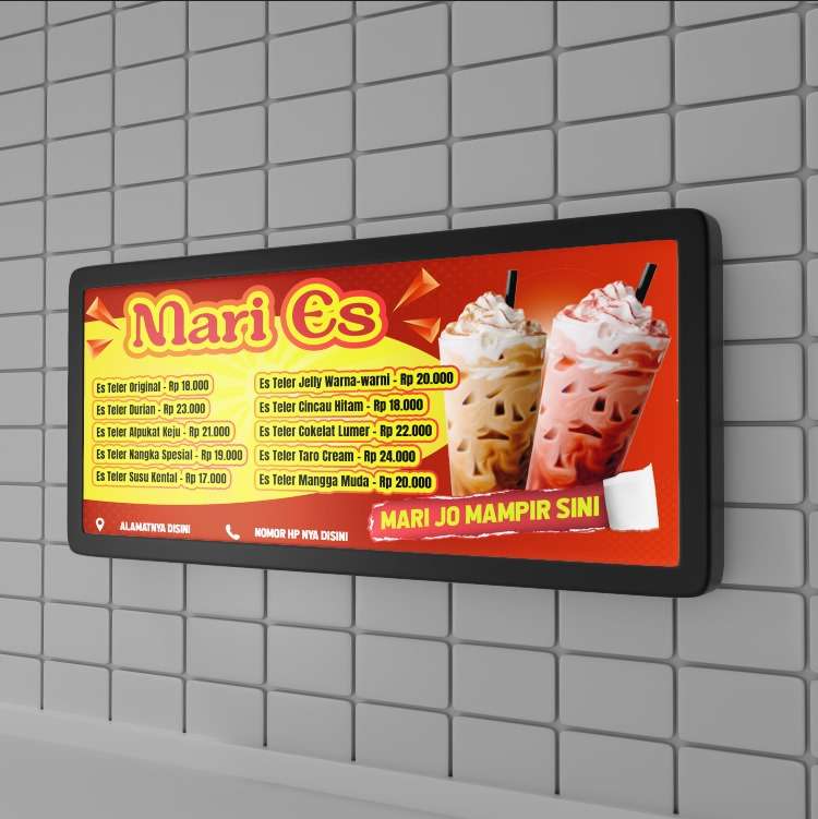Baliho Menu umkm Minuman Es Teler Kekinian – "Mari Es" - Image 1