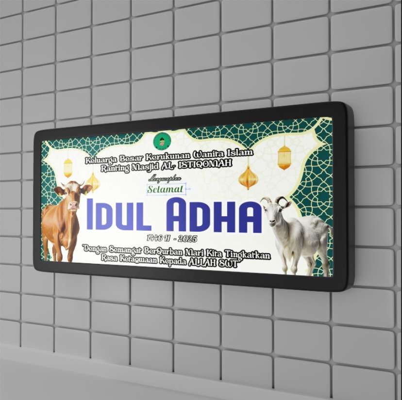 Baliho Ucapan Idul Adha 1446 H – Nuansa Islami Hijau dari Keluarga Besar KWI Ranting Masjid Al-Istiqomah - Image 1