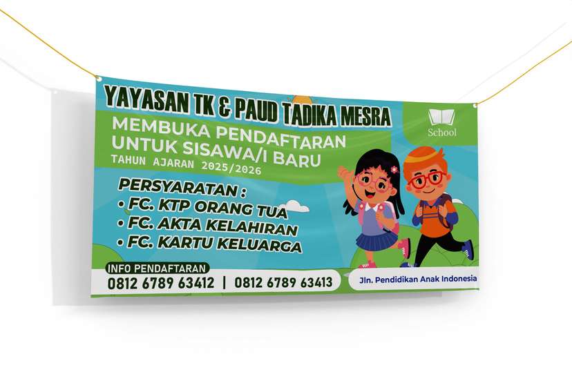 Banner Penerimaan Siswa Baru TK dan Paud Desing Simple Dominan Hijau biru - Image 1