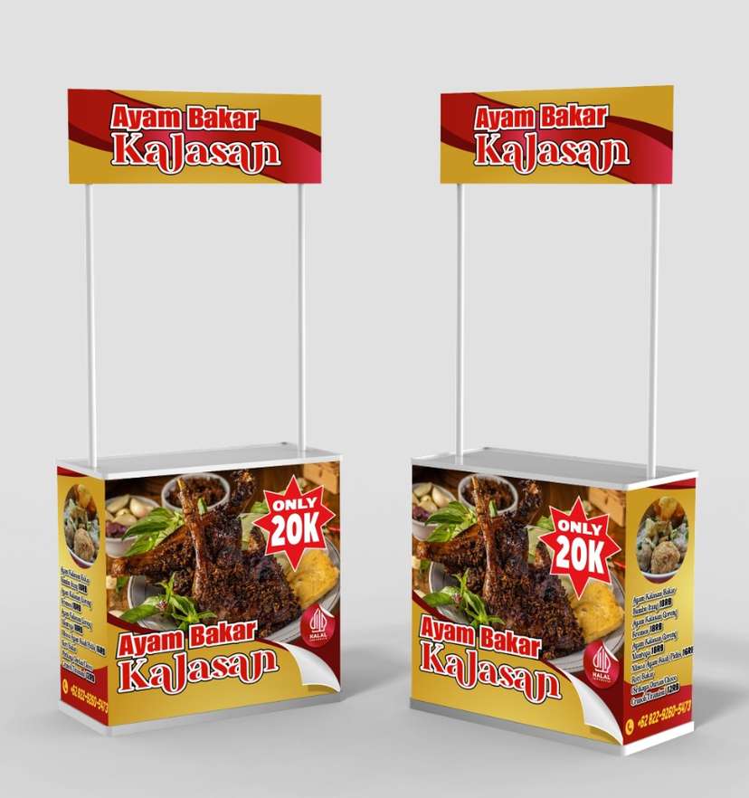 Booth Ayam Bakar Kalasan dengan Desain Merah Emas yang Menggugah Selera - Image 1