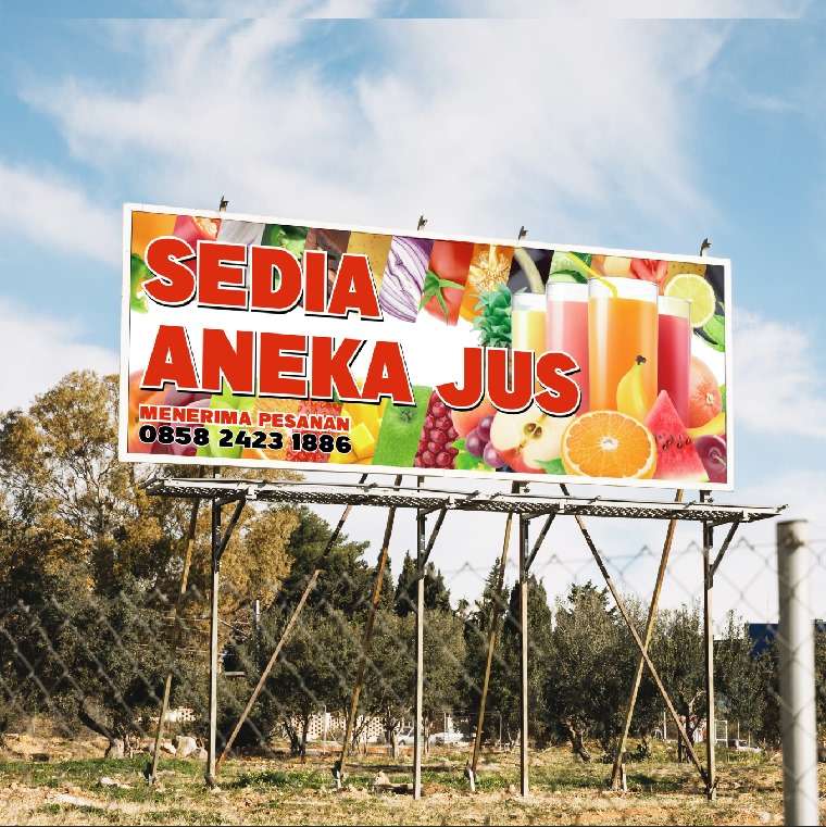 Baliho Sedia Aneka Jus Segar dengan Visual Buah-Buahan Warna-Warni - Image 1