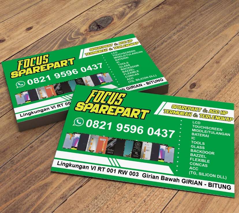 Kartu Nama jualan Sparepart Hijau Cerah untuk Usaha Sparepart & Aksesoris HP - Image 1