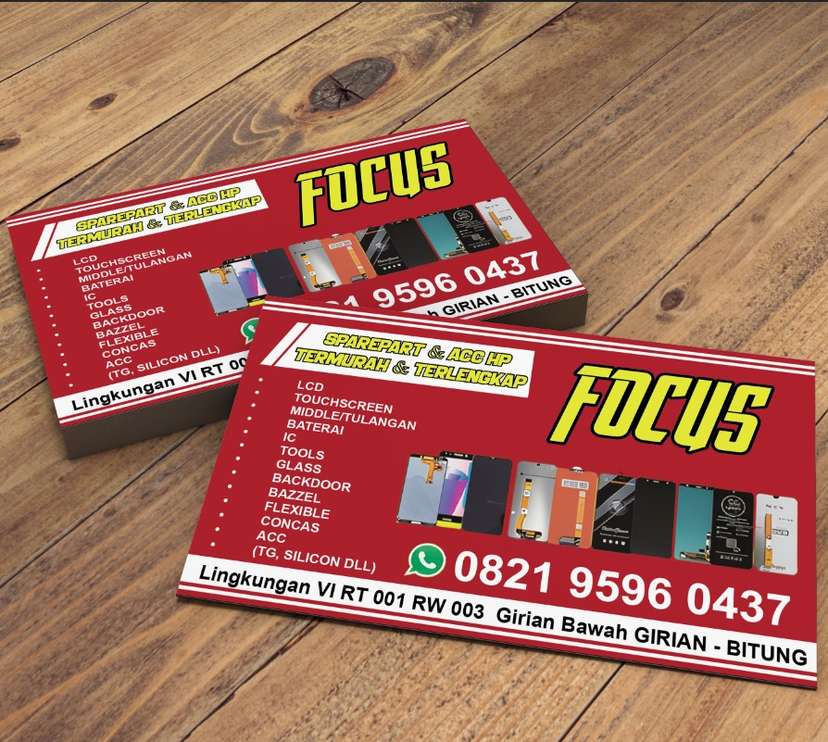 Kartu Nama toko jualan Biru Cerah dengan Tampilan Dinamis dan Informatif - Image 1