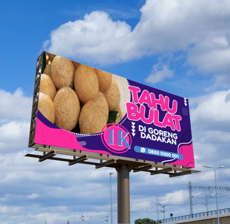 Baliho jualan dagang Neon Retro Pop Ungu-Pink - Image 1