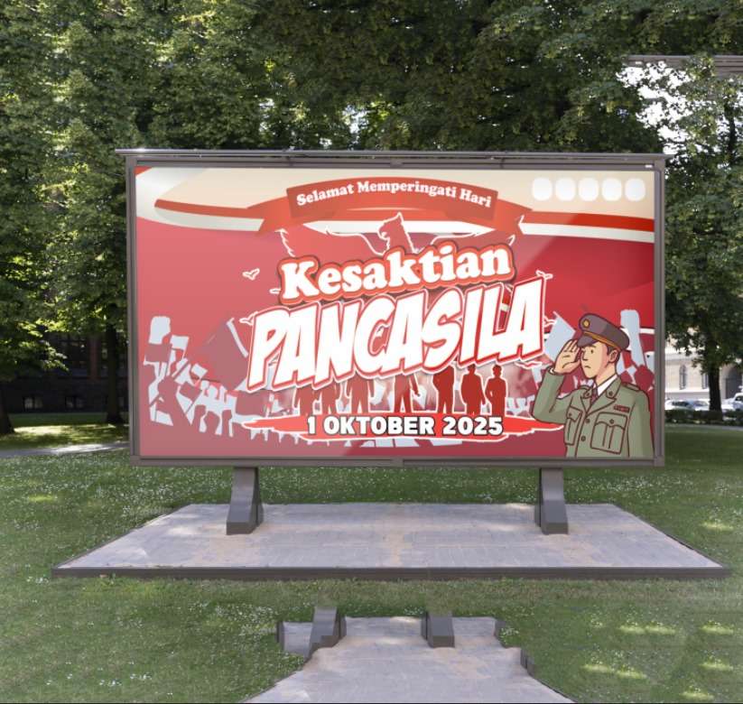 Baliho Peringatan Hari Kesaktian Pancasila – 1 Oktober 2025 Versi Merah Dominan - Image 1