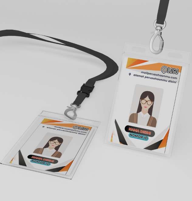ID Card Minimalis dengan Aksen Oranye dan Hitam Tajam - Image 1
