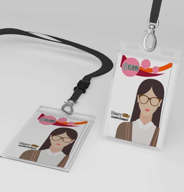 ID Card Feminim Minimalis dengan Aksen Pink dan Oranye - Image 1