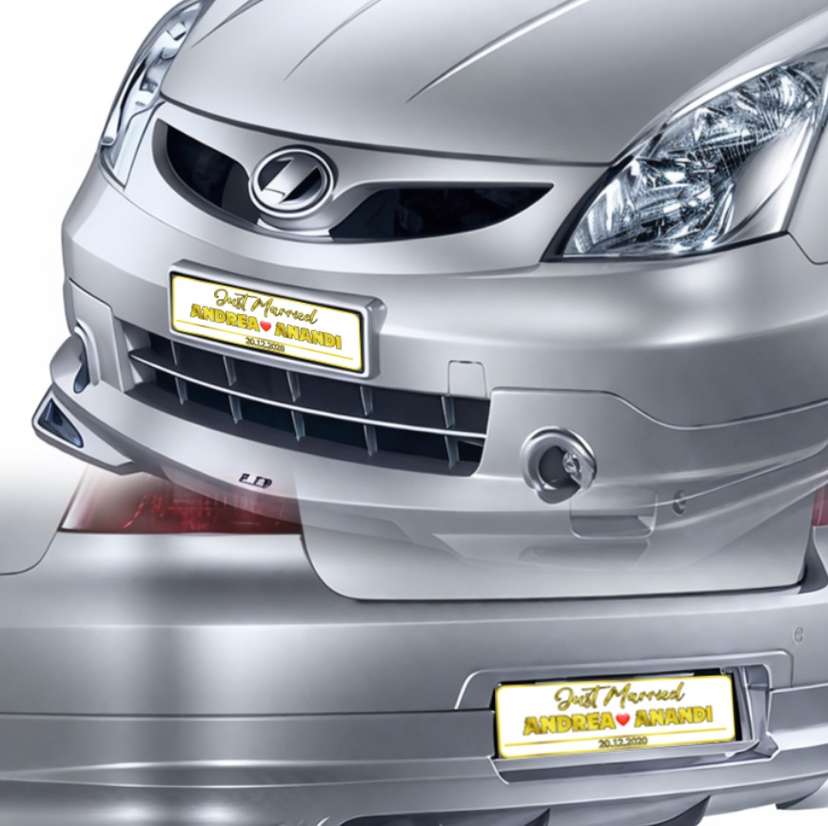 Plat Mobil Pengantin – Gaya Ceria Warna Kuning - Image 1