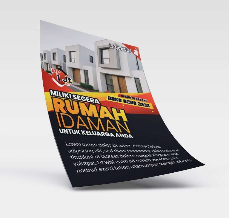 Desain flyer brosur perumahan Nuansa merah hitam keren - Image 1