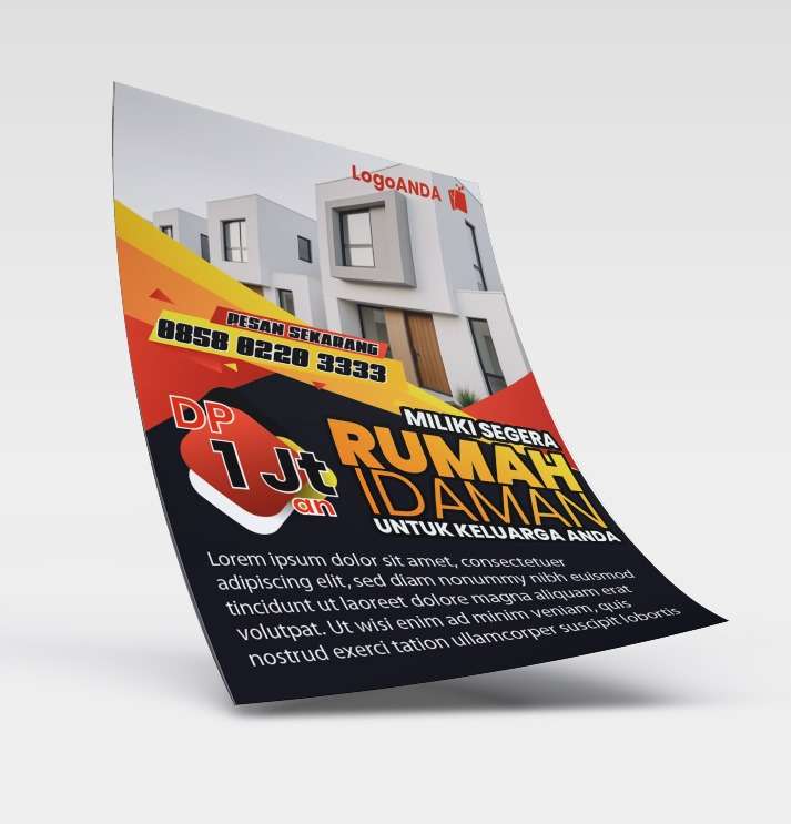 Desain flyer brosur perumahan Rumah Idaman dengan Nuansa hitam merah elegan - Image 1