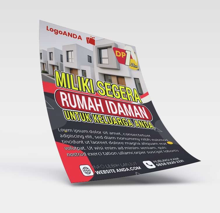 Desain flyer brosur perumahan Nuansa hitam list merah - Image 1