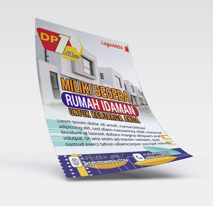 Desain flyer brosur perumahan Nuansa biru flora - Image 1