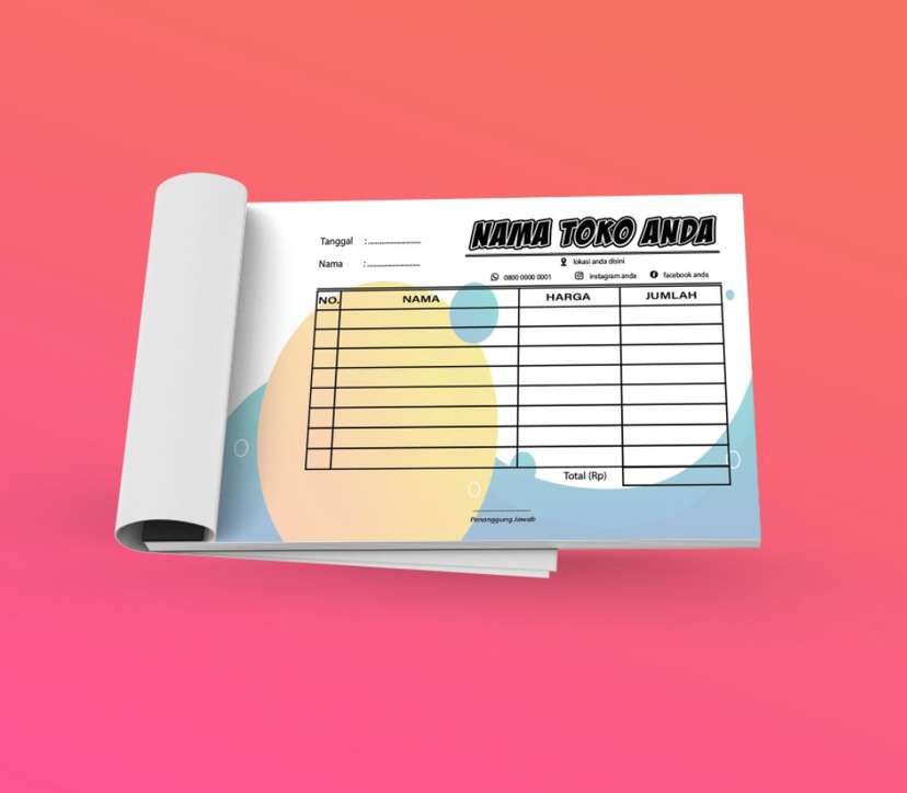 Desain Nota Toko Umum Warna Pastel – Editable Nama Toko - Image 1