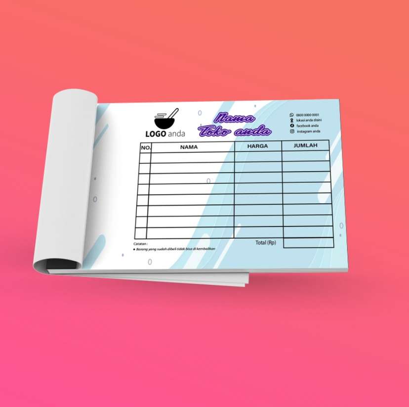 Desain Nota Usaha tema biru simpel moderen - Image 1