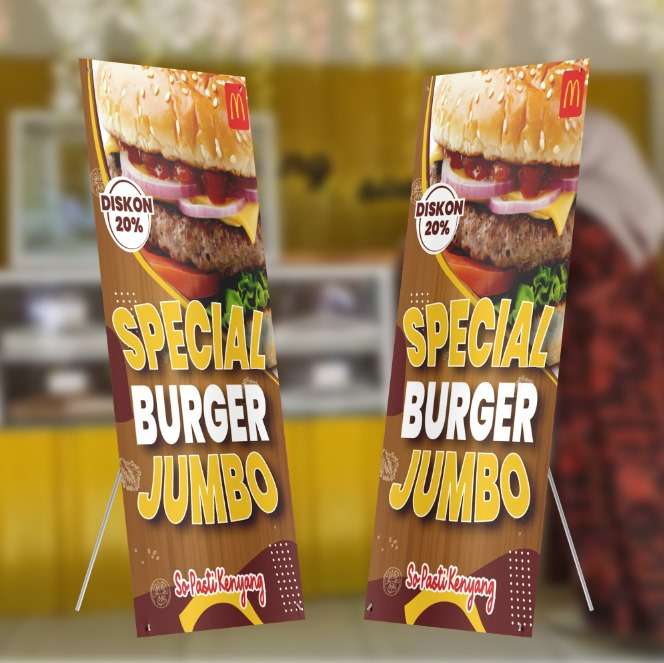 X-Banner Promo Special Burger Jumbo – Diskon 20% So Pasti Kenyang - Image 1