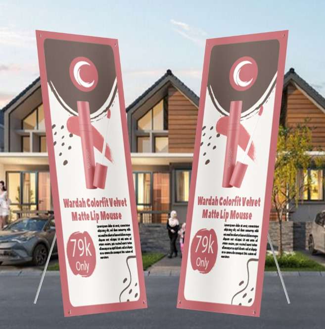 X-Banner Promo Wardah Colorfit Velvet Matte Lip Mousse dengan Nuansa Pink Elegan - Image 1