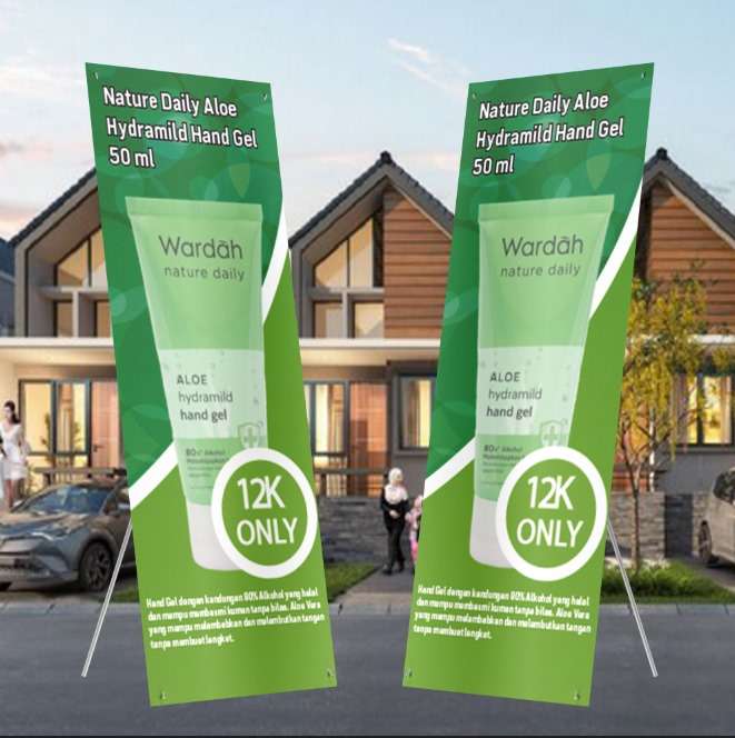 X-Banner Promo Wardah Nature Daily Aloe Hydramild Hand Gel 50 ml dengan Nuansa Hijau Fresh dan Menenangkan - Image 1