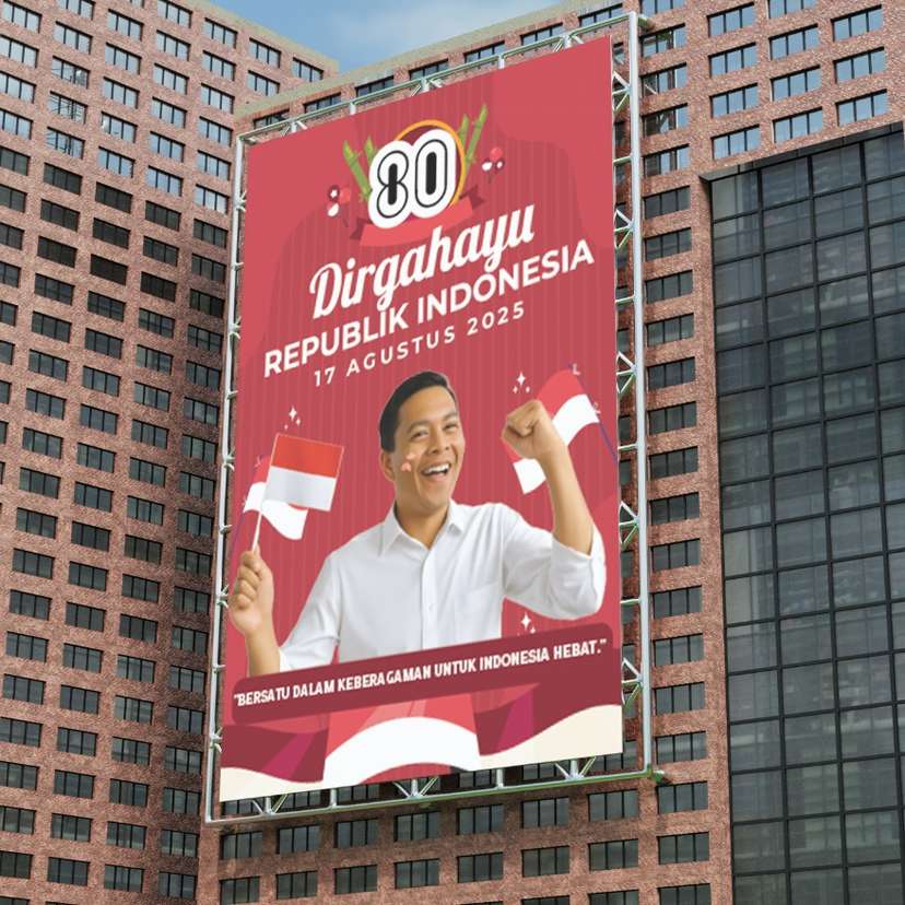 baliho "Dirgahayu ke-80 Republik Indonesia" semangat merah bambu - Image 1